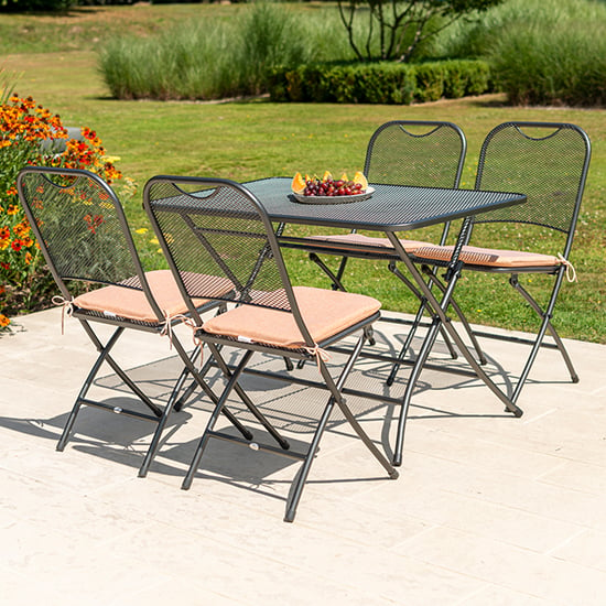 Product photograph of Prats Outdoor Square Dining Table With 4 Chairs In Ochre from Furniture in Fashion