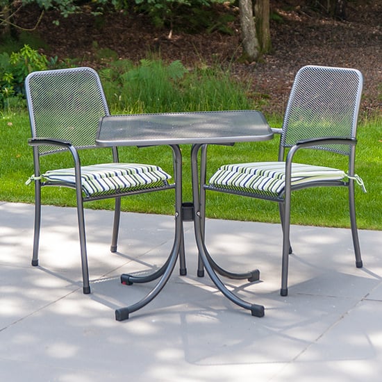 Prats Outdoor Square Metal Bistro Table In Grey_2