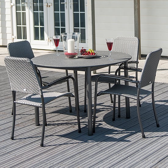 Prats Outdoor Stone Top Dining Table, Stone Top Outdoor Table And Chairs