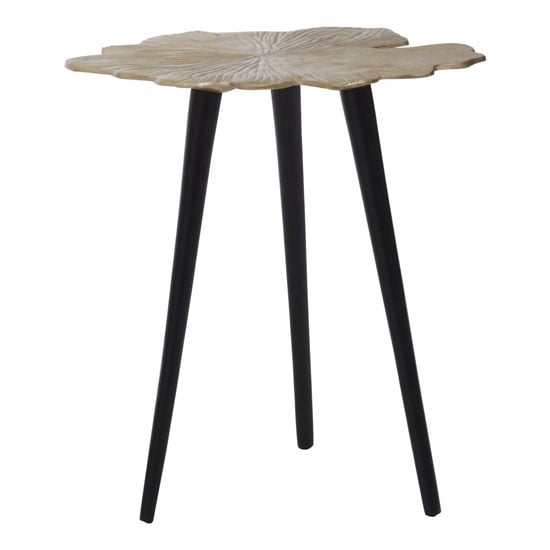 Photo of Pratt small aluminium ginkgo leaf side table in gold and black