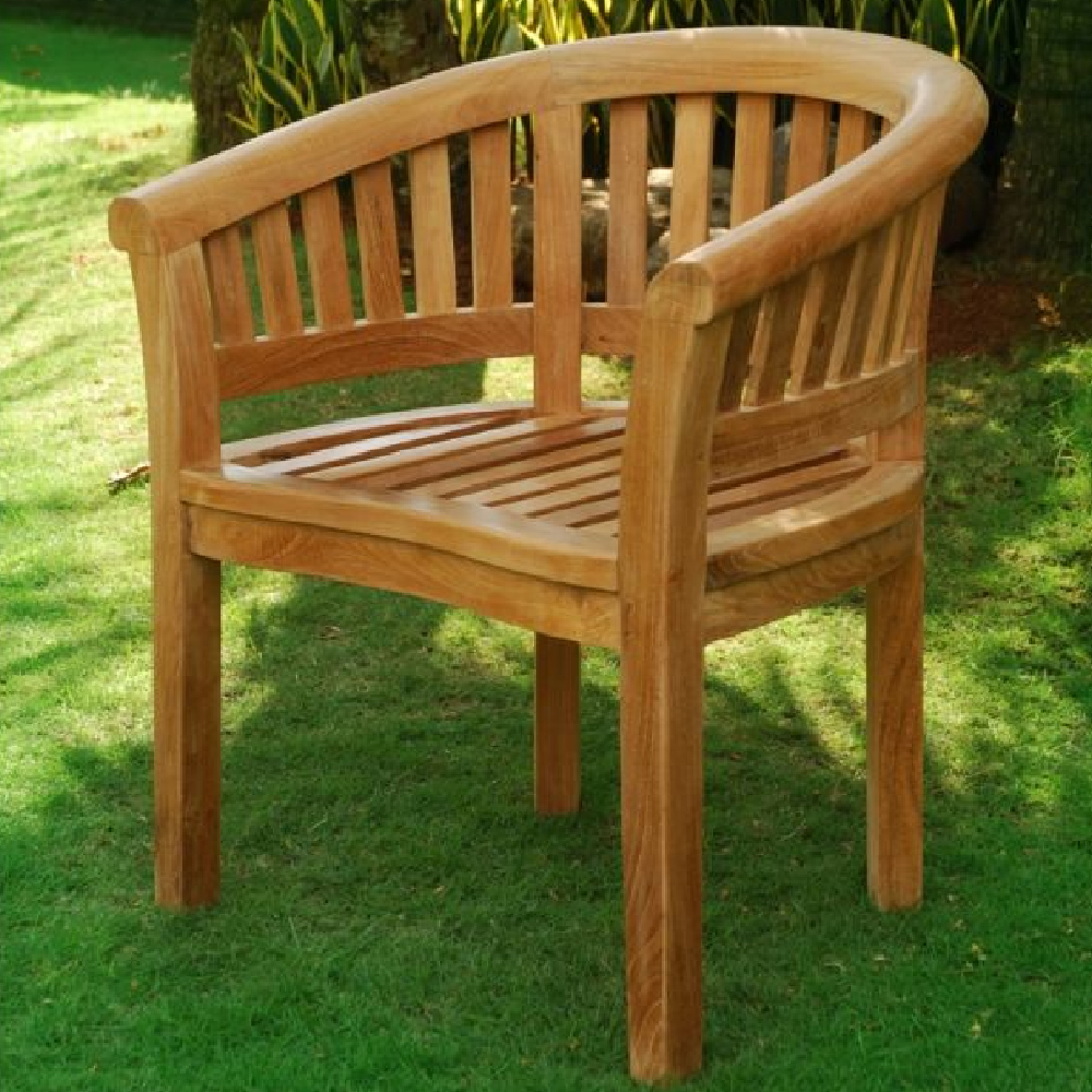Prattville Teak Wooden Outdoor Arm Chairs In Pair