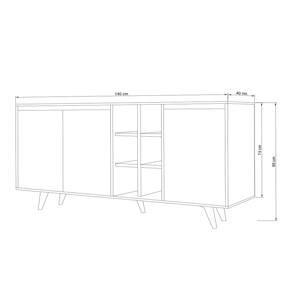 Prava Wooden Sideboard with 3 Doors in White and Oak