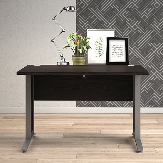 Photo of Prax 120cm computer desk in black with silver grey legs