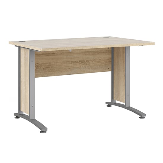 Product photograph of Prax 120cm Computer Desk In Oak With Silver Grey Legs from Furniture in Fashion