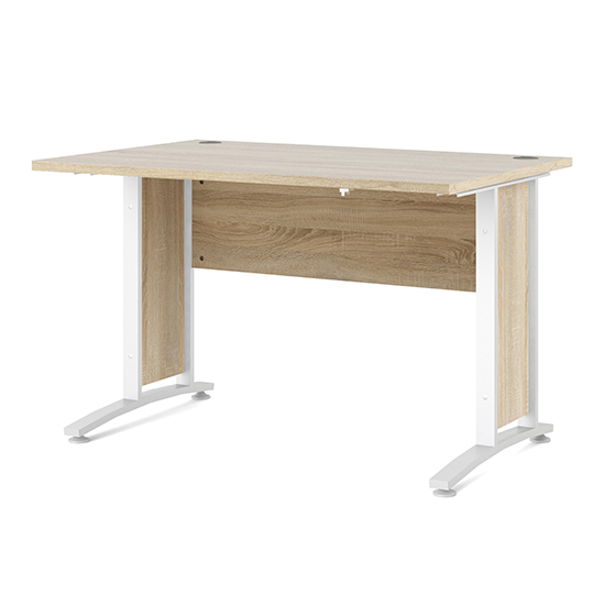 Prax 120cm Computer Desk In Oak With White Legs