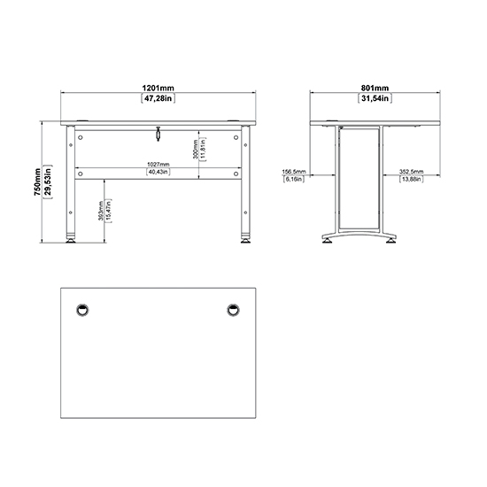 Prax 120cm Computer Desk In Oak With White Legs