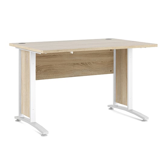 Product photograph of Prax 120cm Computer Desk In Oak With White Legs from Furniture in Fashion