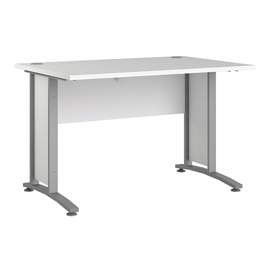 Prax 120cm Computer Desk In White With Silver Grey Legs