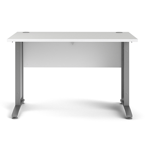Prax 120cm Computer Desk In White With Silver Grey Legs