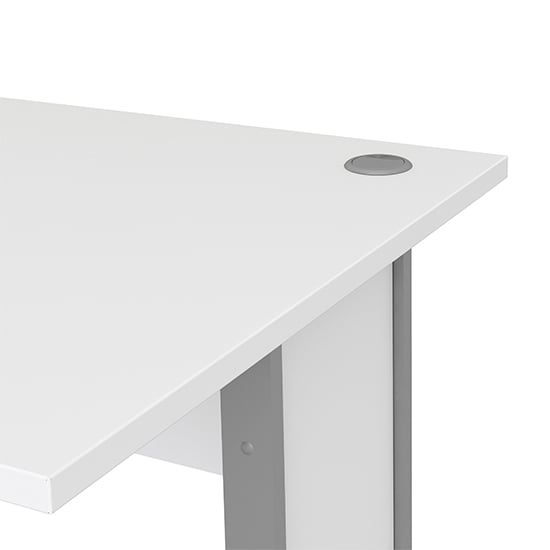 Prax 120cm Computer Desk In White With Silver Grey Legs