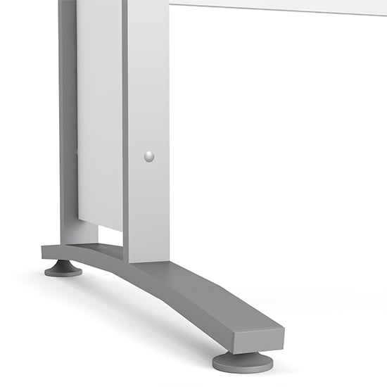 Prax 120cm Computer Desk In White With Silver Grey Legs