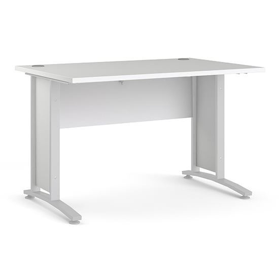 Product photograph of Prax 120cm Computer Desk In White With White Legs from Furniture in Fashion