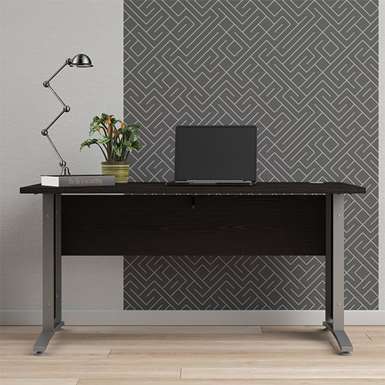 Prax 150cm Computer Desk In Black With Silver Grey Legs