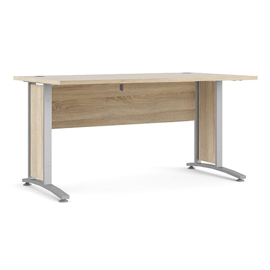 Photo of Prax 150cm computer desk in oak with silver grey legs