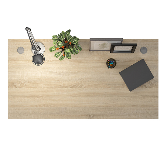 Prax 150cm Computer Desk In Oak With White Legs