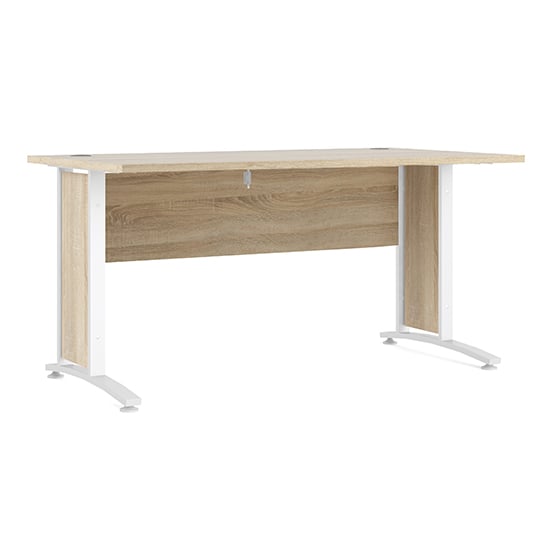 Product photograph of Prax 150cm Computer Desk In Oak With White Legs from Furniture in Fashion