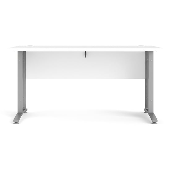 Prax 150cm Computer Desk In White With Silver Grey Legs