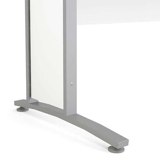 Prax 150cm Computer Desk In White With Silver Grey Legs