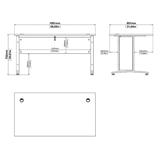 Prax 150cm Computer Desk In White With White Legs