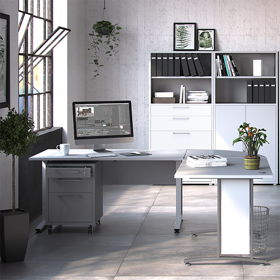 Prax 150cm Computer Desk In White With White Legs