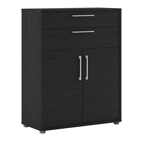 Product photograph of Prax 2 Doors 2 Drawers Office Storage Cabinet In Black from Furniture in Fashion