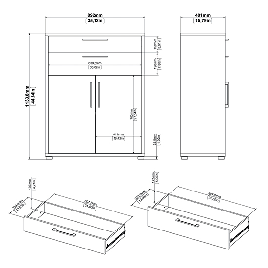 Prax 2 Doors 2 Drawers Office Storage Cabinet In White