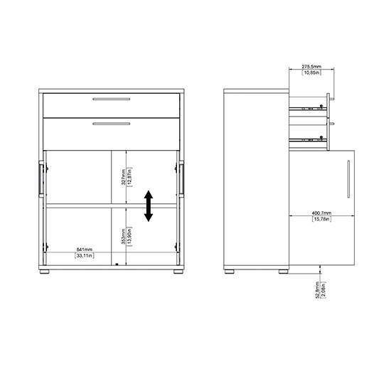 Prax 2 Doors 2 Drawers Office Storage Cabinet In White