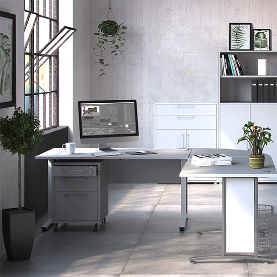 Prax 2 Doors 2 Drawers Office Storage Cabinet In White