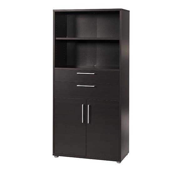 Prax Tall 2 Doors 2 Drawers Office Storage Cabinet In Black_2