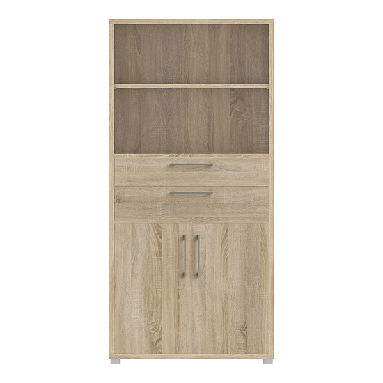 Prax Tall 2 Doors 2 Drawers Office Storage Cabinet In Oak_2