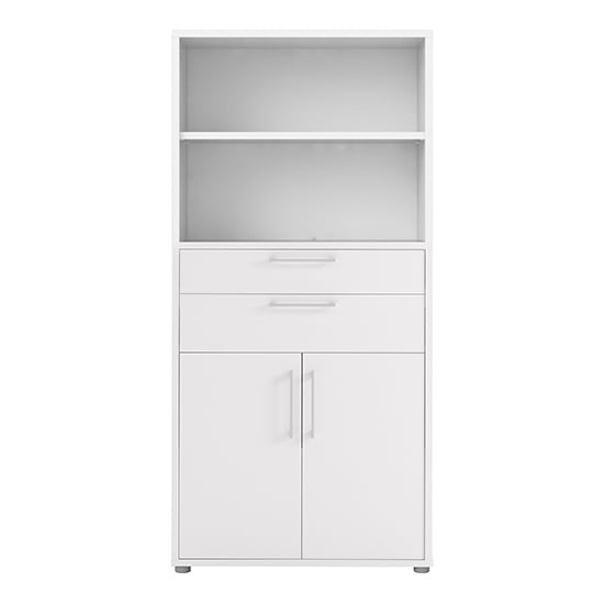 Prax Tall 2 Doors 2 Drawers Office Storage Cabinet In White_3