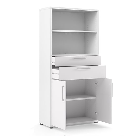 Prax Tall 2 Doors 2 Drawers Office Storage Cabinet In White_4
