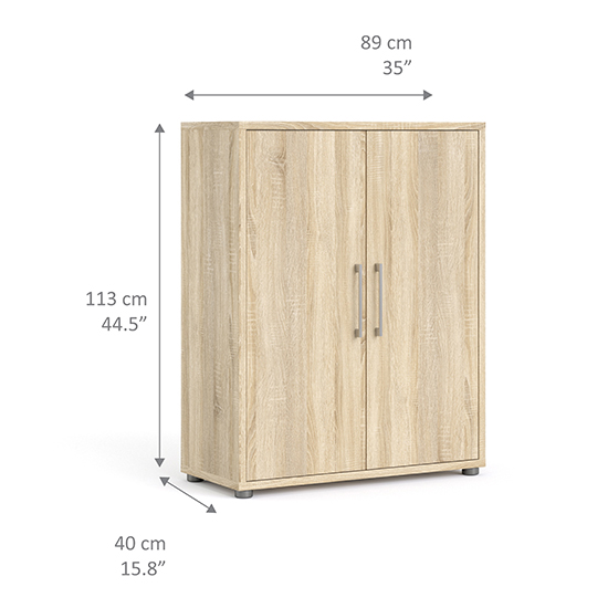Prax 2 Doors 2 Shelves Office Storage Cabinet In Oak