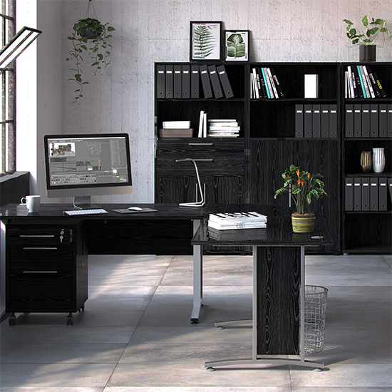 Prax 2 Doors 4 Shelves Office Storage Cabinet In Black_3
