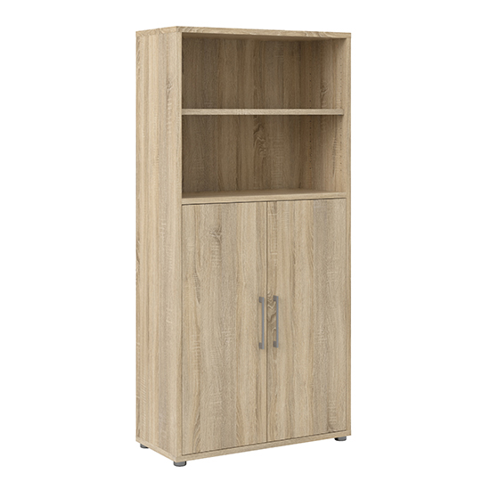 Prax 2 Doors 4 Shelves Office Storage Cabinet In Oak_2