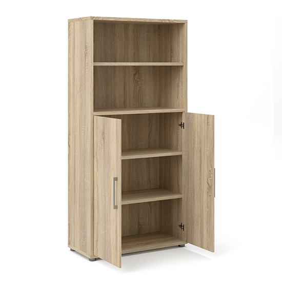 Prax 2 Doors 4 Shelves Office Storage Cabinet In Oak_3