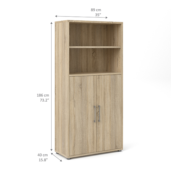 Prax 2 Doors 4 Shelves Office Storage Cabinet In Oak_4