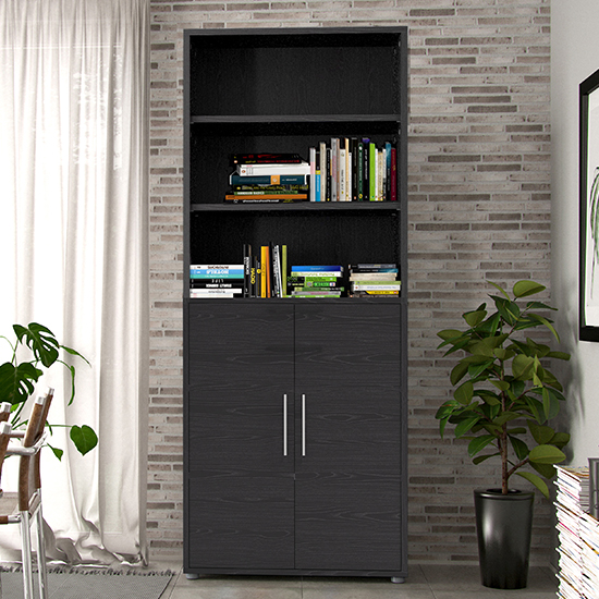 Photo of Prax 2 doors 5 shelves office storage cabinet in black