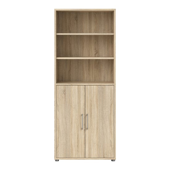 Prax 2 Doors 5 Shelves Office Storage Cabinet In Oak_2
