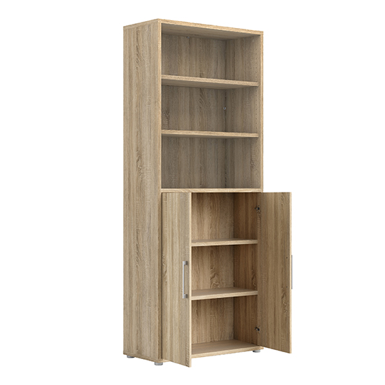 Prax 2 Doors 5 Shelves Office Storage Cabinet In Oak_4