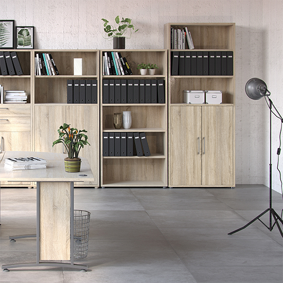 Prax 2 Doors 5 Shelves Office Storage Cabinet In Oak