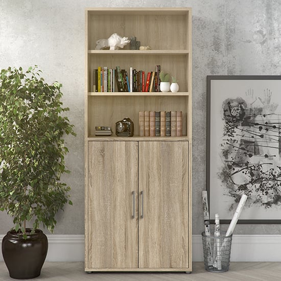 Photo of Prax 2 doors 5 shelves office storage cabinet in oak