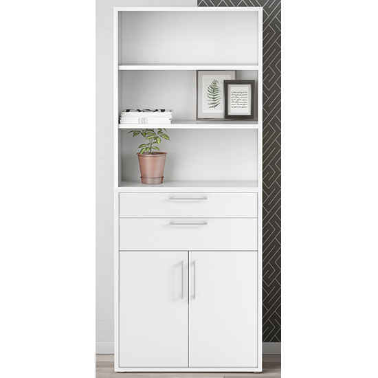 Photo of Prax tall 2 drawers 2 doors office storage cabinet in white