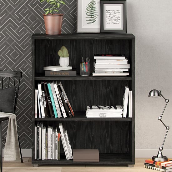 Read more about Prax wooden 2 shelves home and office bookcase in black