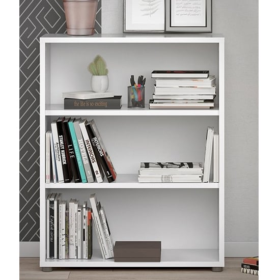 Read more about Prax wooden 2 shelves home and office bookcase in white