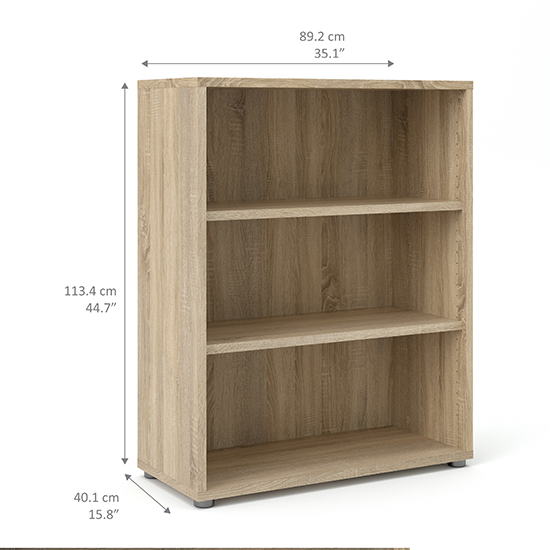 Prax 2 Shelves Open Home And Office Bookcase In Oak