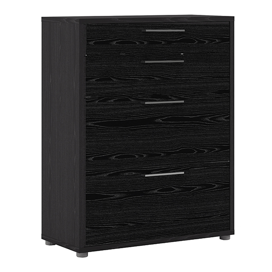 Photo of Prax 4 drawers 2 shelves office storage cabinet in black