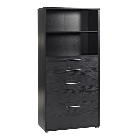 Photo of Prax 4 shelves 2 drawers office storage cabinet in black