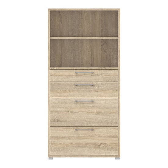 Prax 4 Shelves 2 Drawers Office Storage Cabinet In Oak_2