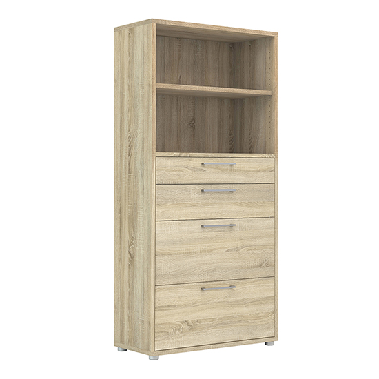 Photo of Prax 4 shelves 2 drawers office storage cabinet in oak